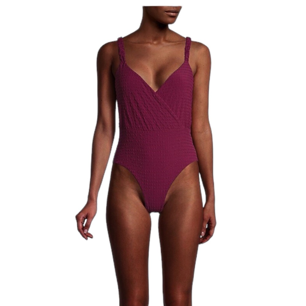 NEW Revel Rey Womens Daphne One Piece Swimsuit Size Medium Raspberry Waffle Swim